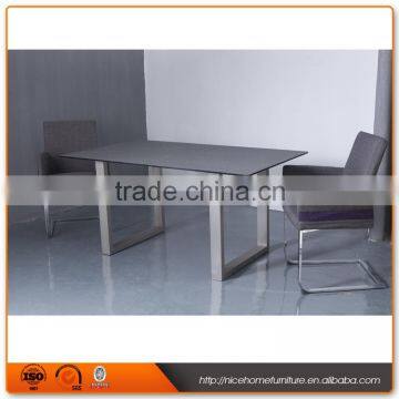 4 Seater Sandy Glass Table Metal Leg