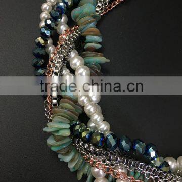 European And American Big Crystal Shell Multilayer Woven Exaggerated Pendant Necklace photo-4