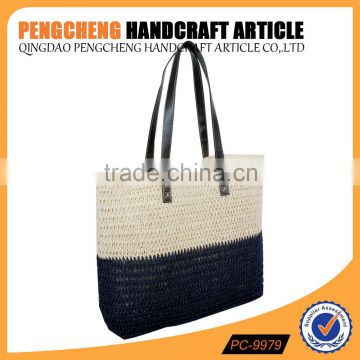 Paper straw material women summer beach bag and paper straw crochet bag