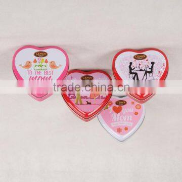 Cute heart shaped Gift tin can candy tin box