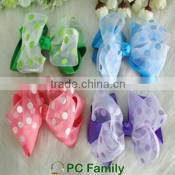 Good Quality Grosgrain &sheer Ribbon Hair Bow photo-3