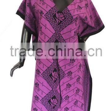 CHEAP BEAUTIFUL DUBAI KAFTANS / FASHION WEAR KAFTANS ROBES KIMONO IN COTTON PRINTED FABRIC IN INDIA