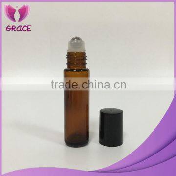 10ml amber glass roll on bottles with stainless steel roller balls
