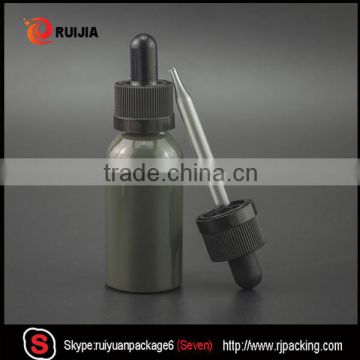 Seven Free samples 30ml grey aluminum bottle with dropper and childproof cap for cosmetic oil packing