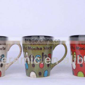 Earthware reactive glazed mugs for coffe