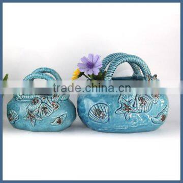 Fancy Antique Christmas Decorative Flower Basket Vase Ceramic photo-3