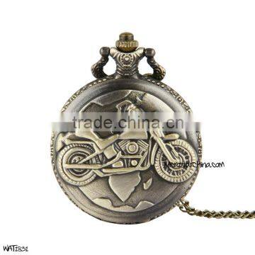 Vintage Bronze Chain Clock Pocket Watch photo-6