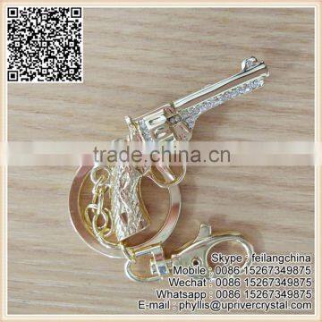 Best Quality Best Crystal Gold Gun Shaped Pendant Keychain