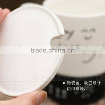 Creative Hot-selling Fashion Starbuck Black and White Meaage Promotional Gift Ceramic Office Mug With Lid Spoon and Wiring Pen photo-4