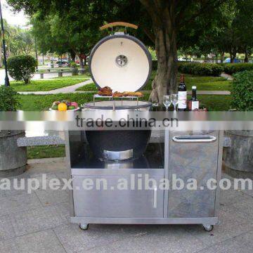 2013 Outdoor Luxurious Ceramic kamado oven with stainless steel cart/table