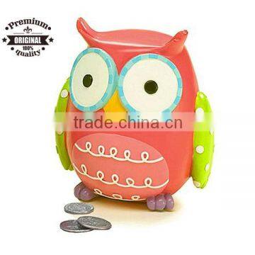 ceramic handpait owl piggy money box for kids