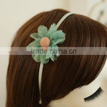 Baby girl polyester grosgrain layered flower design hair band