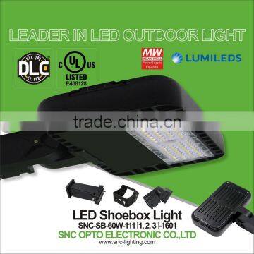 SNC lighter shoebox light 60w with ul cul dlc approved for parking lot lighting