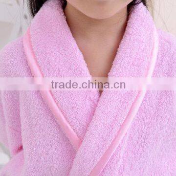 Kids Children Bathrobe 100% Terry Cotton Bathrobe Pink Color With Border