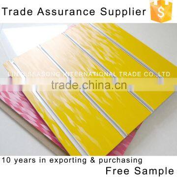 China quality guarantee hot sale melamine slotted mdf board /grove board for supermarket decoration