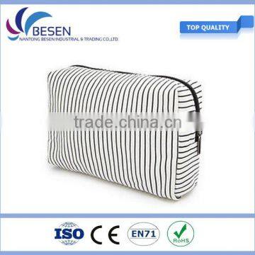 Fashion Strips Canvas Cosmetic Bag