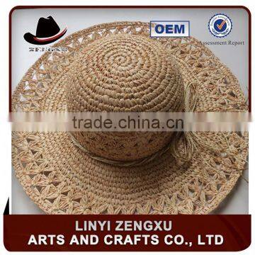 stylish big raffia beach crochet straw hat