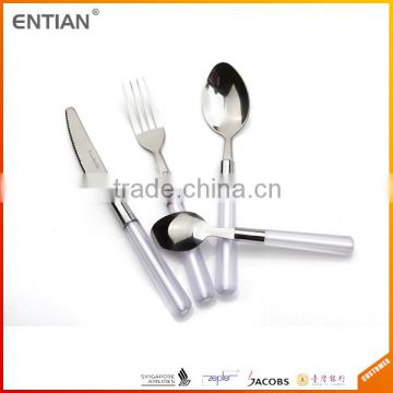 Spanish dinnerware white handle cutlery acrylic handle flatware set