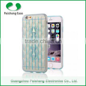 Free sample weave pattern finish slim transparent TPU cell phone case cover for Apple iphone 6 with stand function