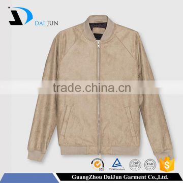 Guangzhou OEM men plain blank suede eco-friendly with zip two pocket jacket of man