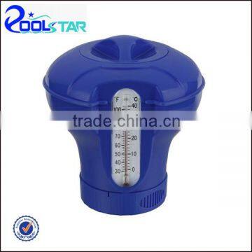 Floating Plastic Swimming Pool Chemical Dispenser P1533 for 3" Tablets w/ plastic floating temperature thermeter