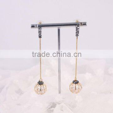 Hollow Ball Bead Long Earring Studs Simple Gold Earring Designs For Women