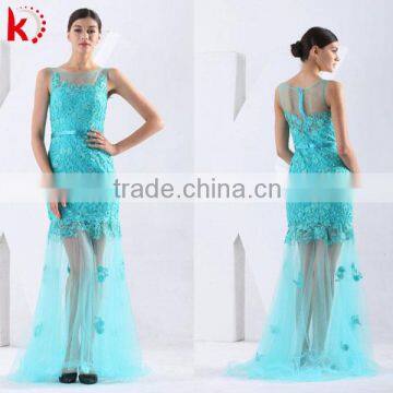 2015 The New arrival Fashion Blue shiny beading young lady dress sleeveless evening dress sexy party dress