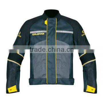 Breathable, waterproof inner, removable protectors motorcycle yellow jacket