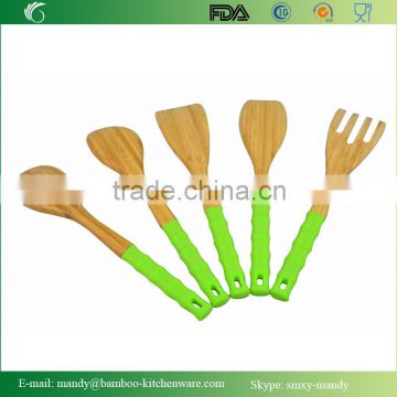 Bamboo Kitchen Utensil set with Silicone Handle