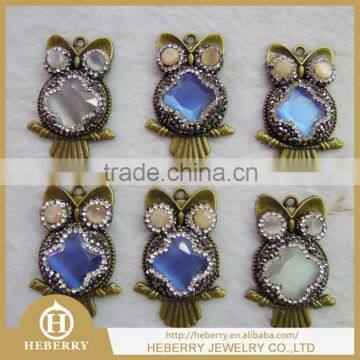 The owl shape metal high quality anti-brass pendant as fashion decoration