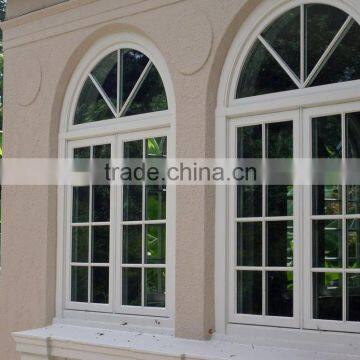 Aluminum Side Hung Casement Window With Half Round Spoked Pediment