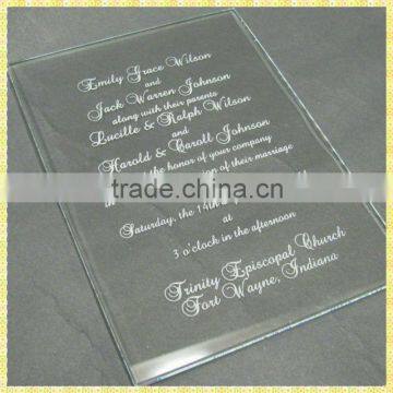 Personalized Engraved Invitation Card Glass For Guest Invitation Souvenir Gifts