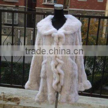 Fashion genuine knitted mink fur coat for women MC06