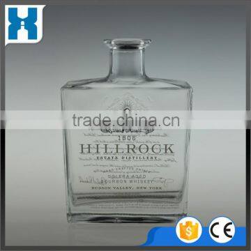 750ML FLAT CLEAR GLASS LIQUOR BOTTLE
