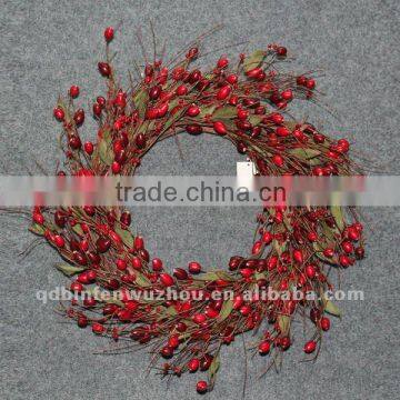 New arrival Artificial Florals and Red Berries Wreath,artificial wild berry wreath