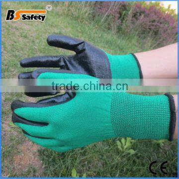 BSSAFETY black Nitrile Coated Work Gloves Knitted Wrist Cheap price