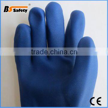 BSSAFETY Oil Resistant Blue Pvc Sand Polish Gloves From Gaomi Factory photo-5