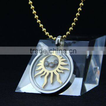 Stainless Steel Glass Pendant With Charms for Promotion