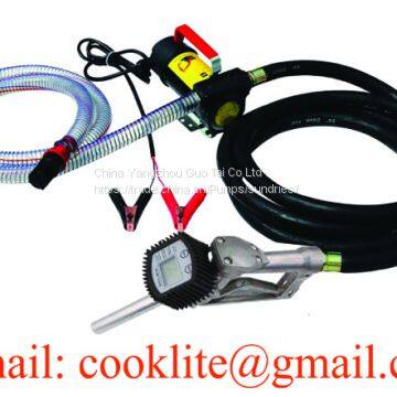 12V/24V DC Electric Diesel Oil Transfer Pump 45L/Min Bio-diesel Fuel Flow Meter