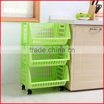 Plastic Stacking Stackers Storage Baskets Veg Rack 3 Tier Vegetable photo-2
