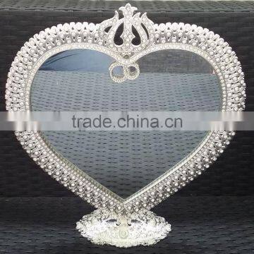 heart shaped free standing decorative Muslim metal alloy framed mirror