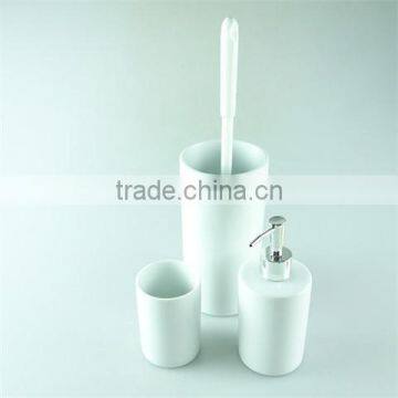 Lotion Dispenser, Toilet Brush Holder, Tumbler Accessory White Ceramic Bathroom Sanitary 3 Set photo-2