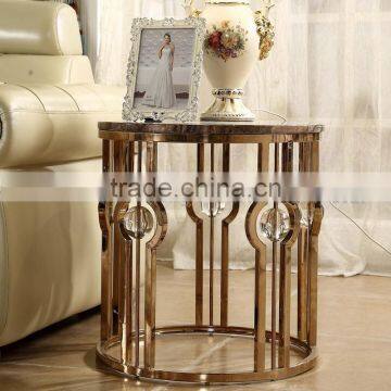 Gold Marble Top Metal Side Table photo-3