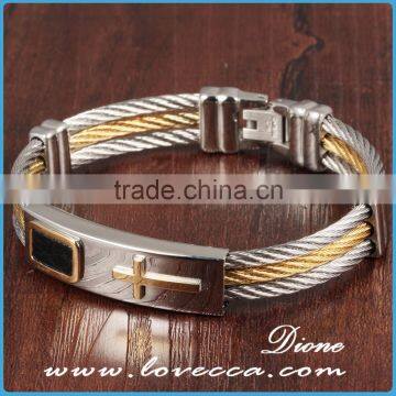 Men's Bracelet 3 Rows Wire Chain Bracelets Bangles Punk Rock Stainless Steel Cross Bracelet Men Christian Men Jewelry photo-3