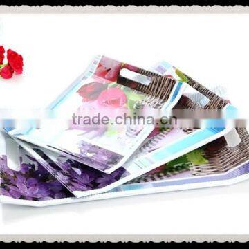 3Pcs Indian Melamine Serving Tray With Handle