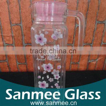 New Arrival Flower Printed Glass Water Jug Set