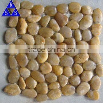 Polished yellow river pebble stone tile 30x30