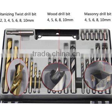 24pcs/set Drill Bits Set Impact Masonry + Wood Flat Drill + Twist Drill Bit for Metal Woodworking photo-2