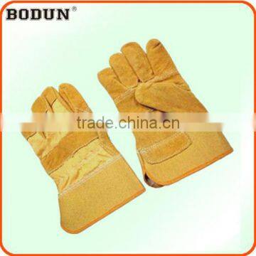 A2015 Hot style golden yellow cowhide split leather patch palm glove