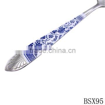 High Quality Blue and White Porcelain Stainless Steel Metel Spoon photo-6